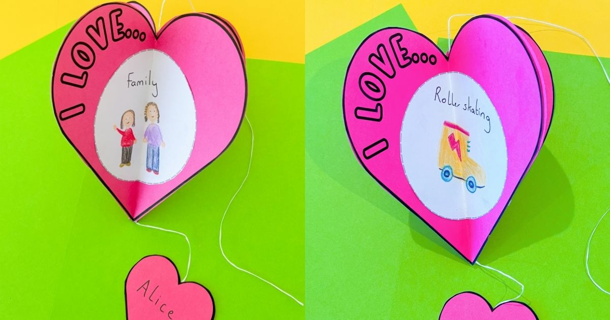 Free heart craft template for Valentine’s Day