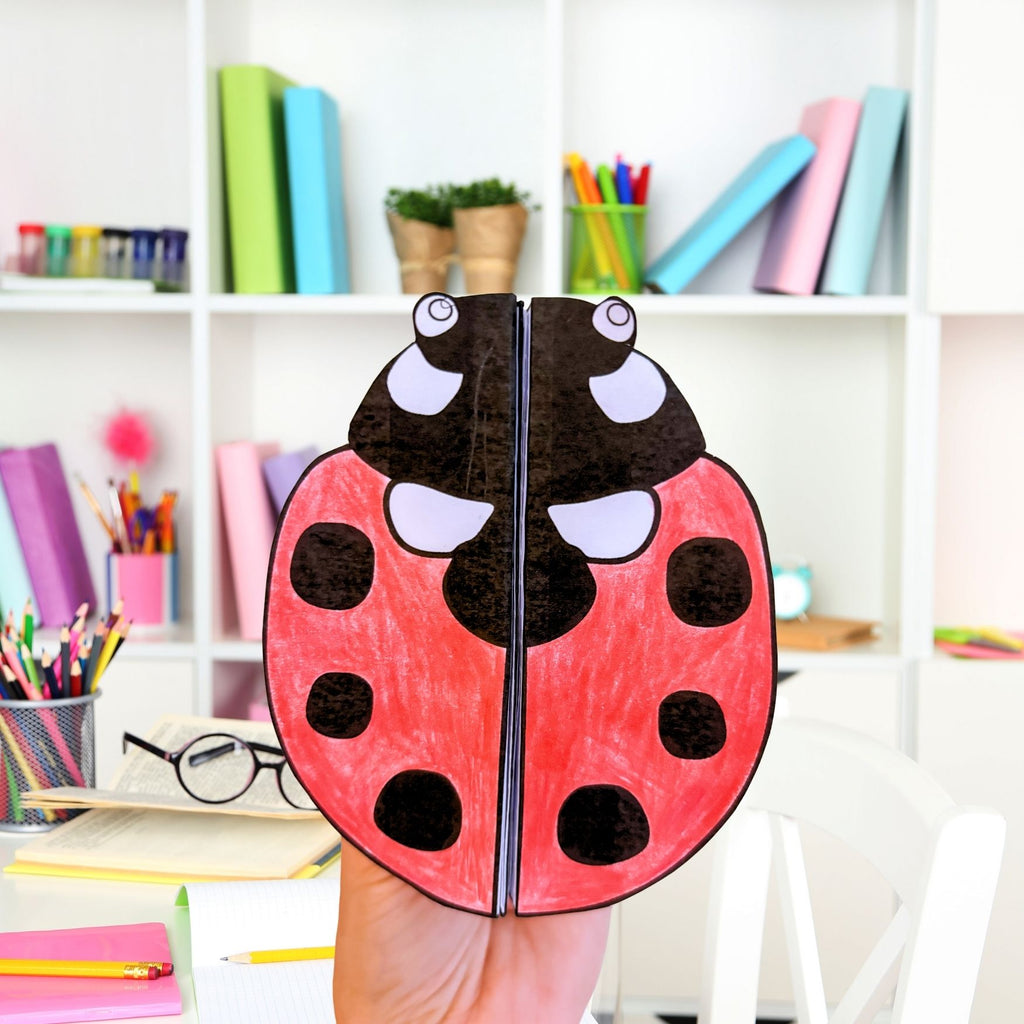 Ladybug (ladybird) life cycle sequence and fold science craft activity