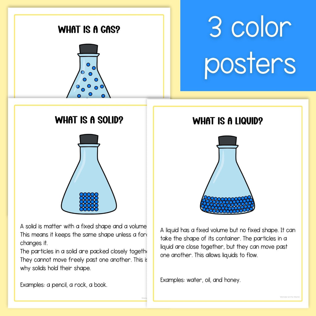 3 States of matter solid liquid gas foldable activity and worksheets