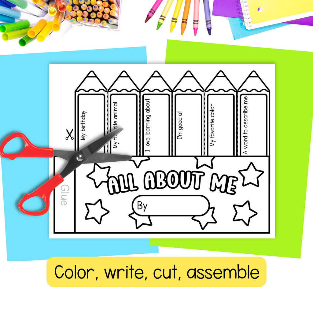 All about me pencil holder craft for first week of school