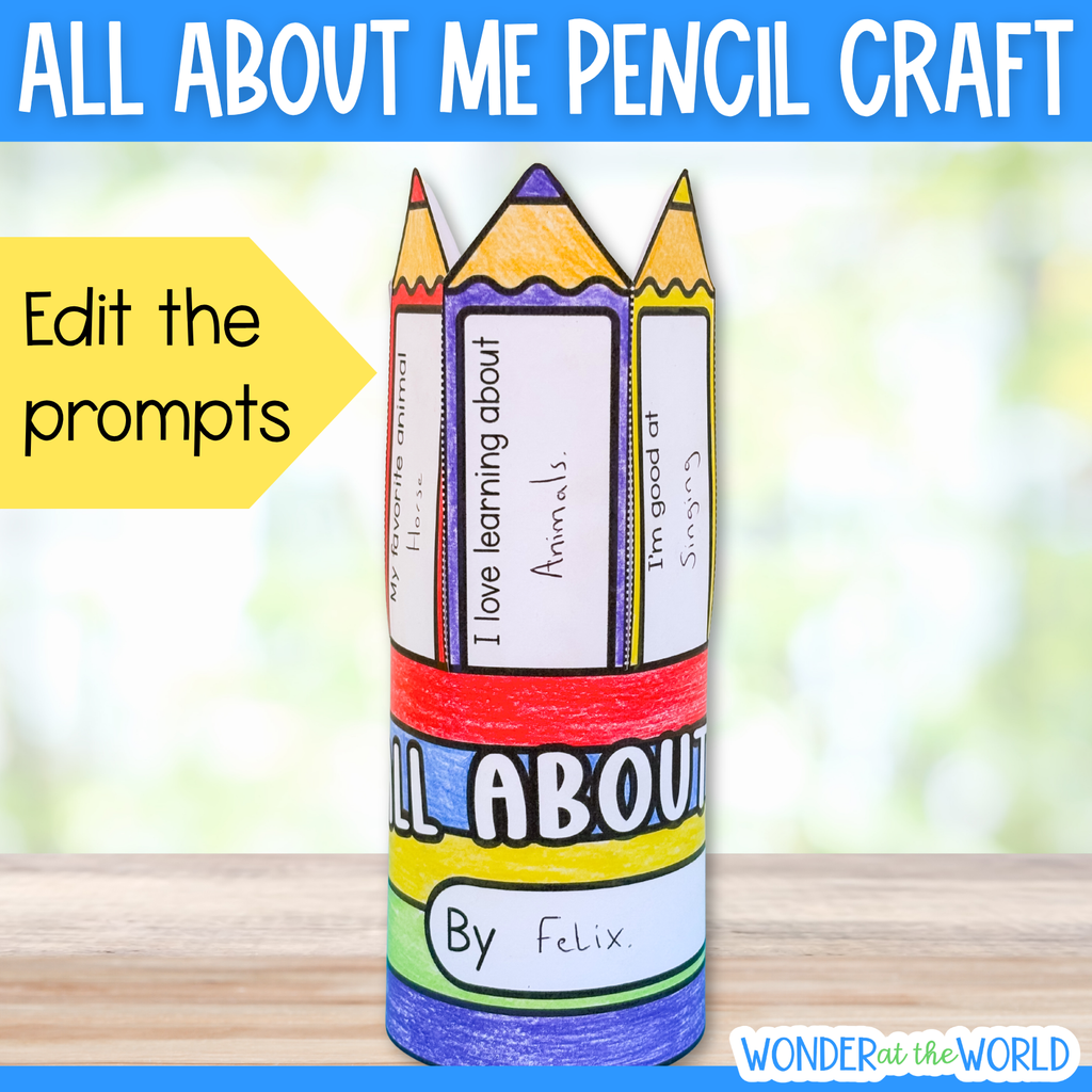 All about me pencil holder craft for first week of school