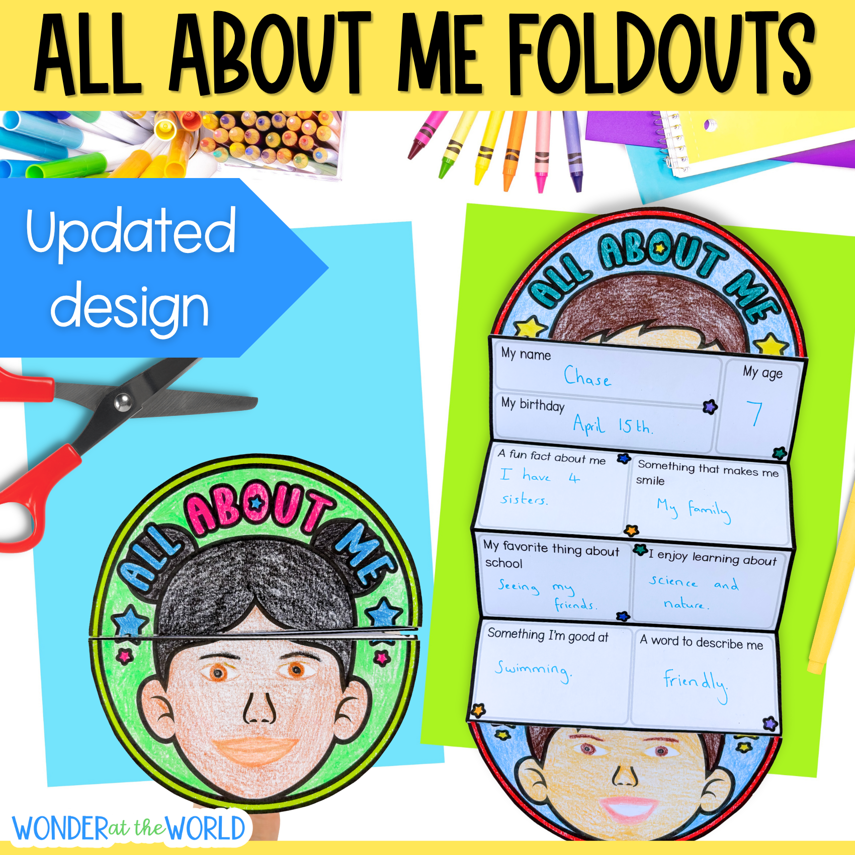 All about me self portrait writing craft activity templates back to school