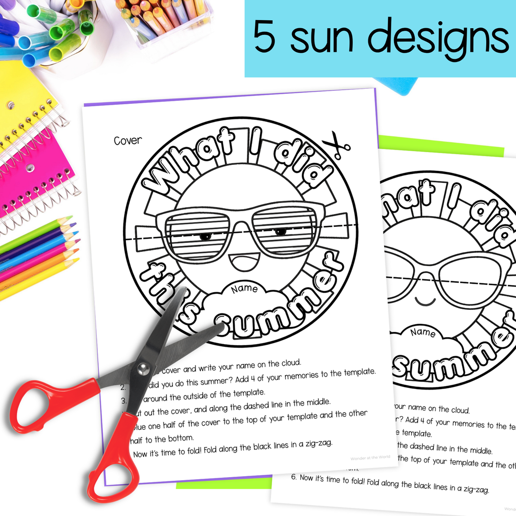 What I did this summer folding sun writing craft activity