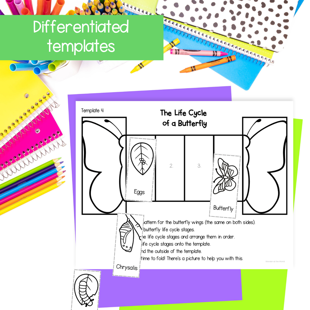 Butterfly life cycle sequence and fold science craft activity