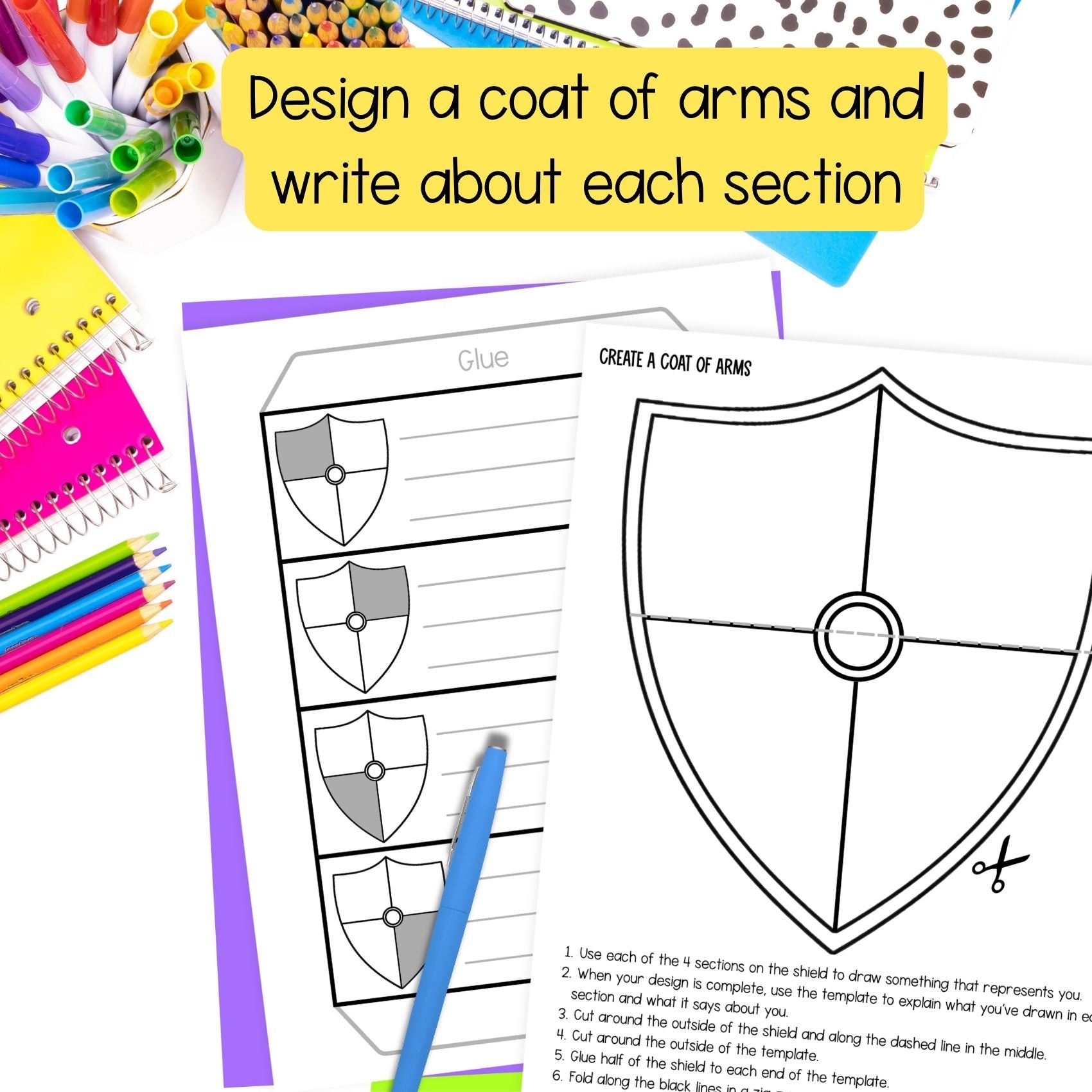 All about me coat of arms craft shield craft writing activity