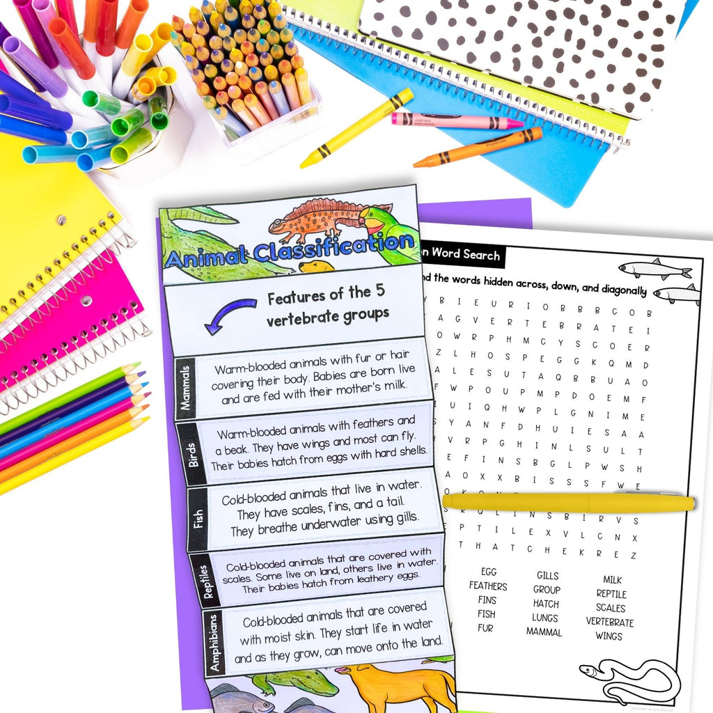 Animal classification groups of living things sorting cut and paste activities