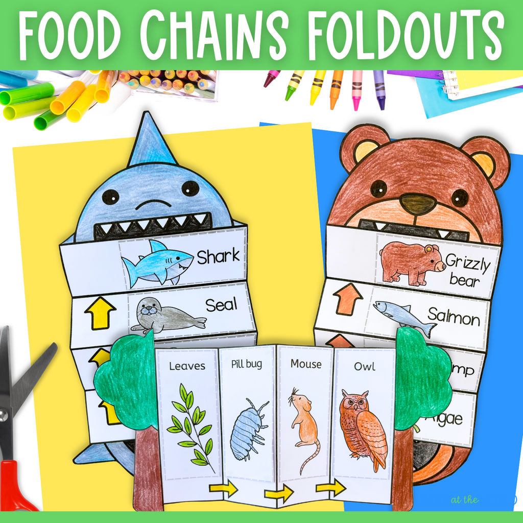 Food chains cut and paste sequence and fold activities