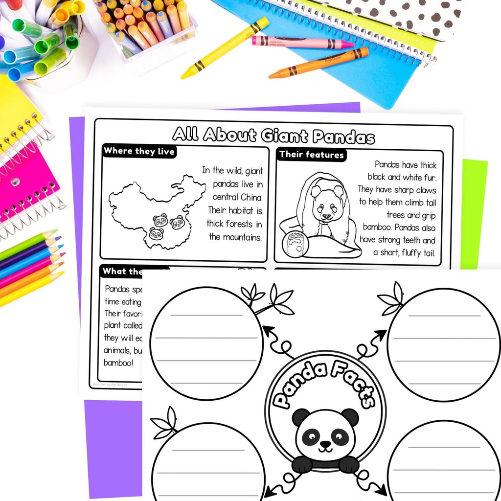 Giant panda life cycle sequence and fold science craft activity