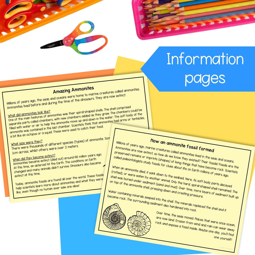 How a fossil is formed sequence fold cut and paste science craft activity