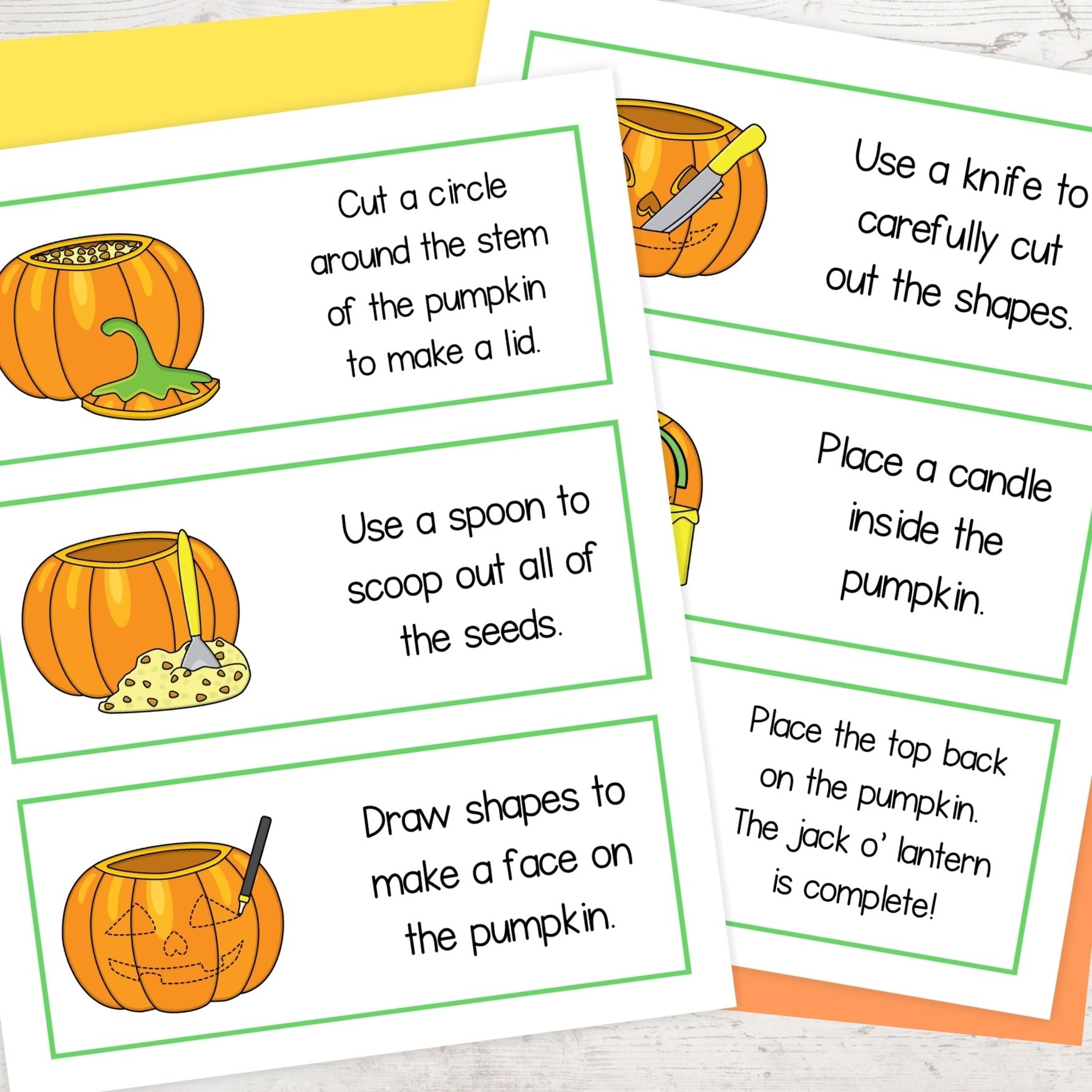 How to carve a pumpkin sequence and fold Halloween jack o'lantern craft