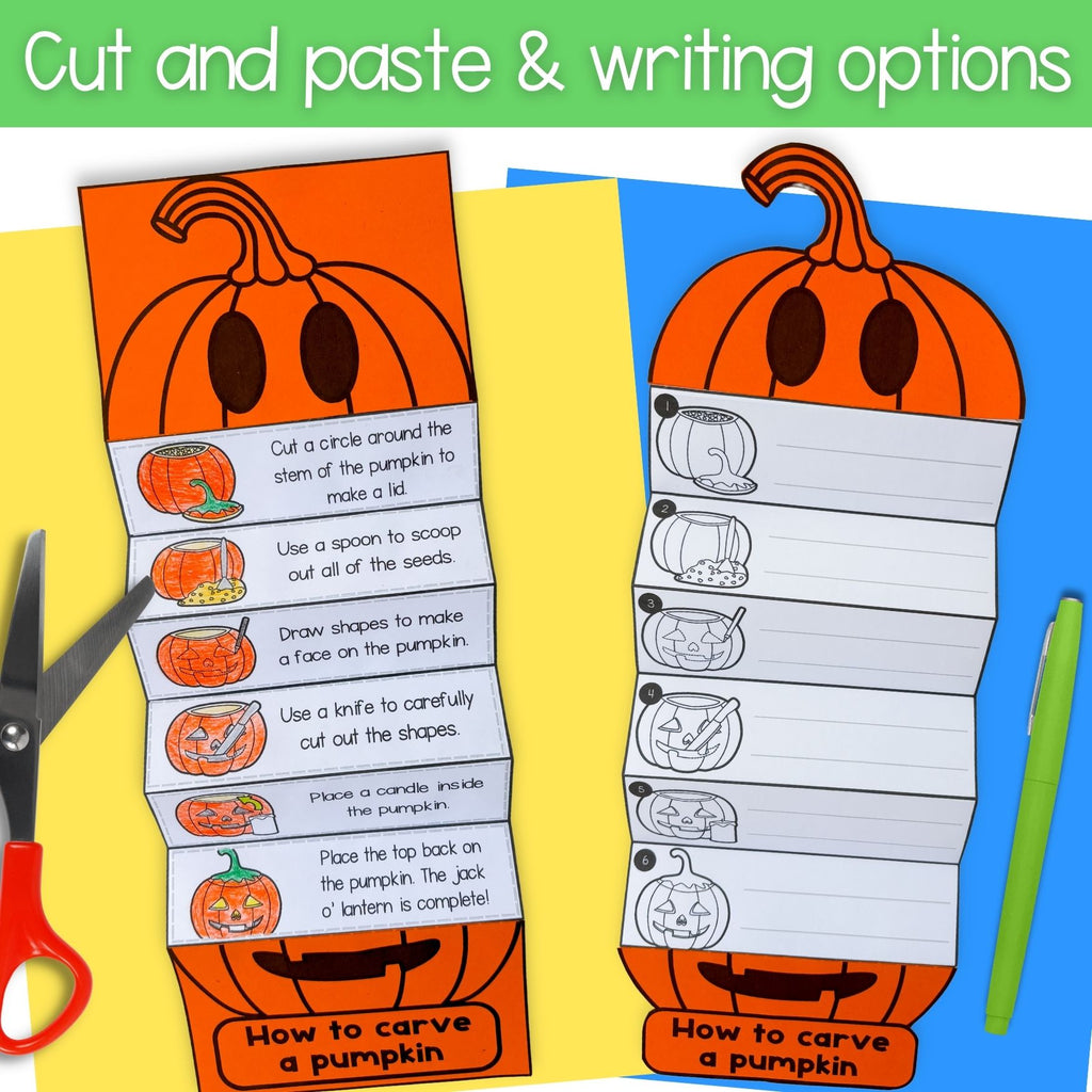 How to carve a pumpkin sequence and fold Halloween jack o'lantern craft