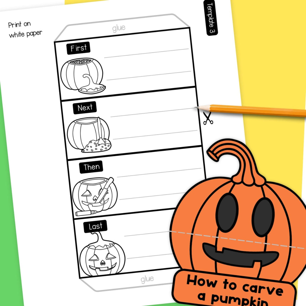 How to carve a pumpkin sequence and fold Halloween jack o'lantern craft