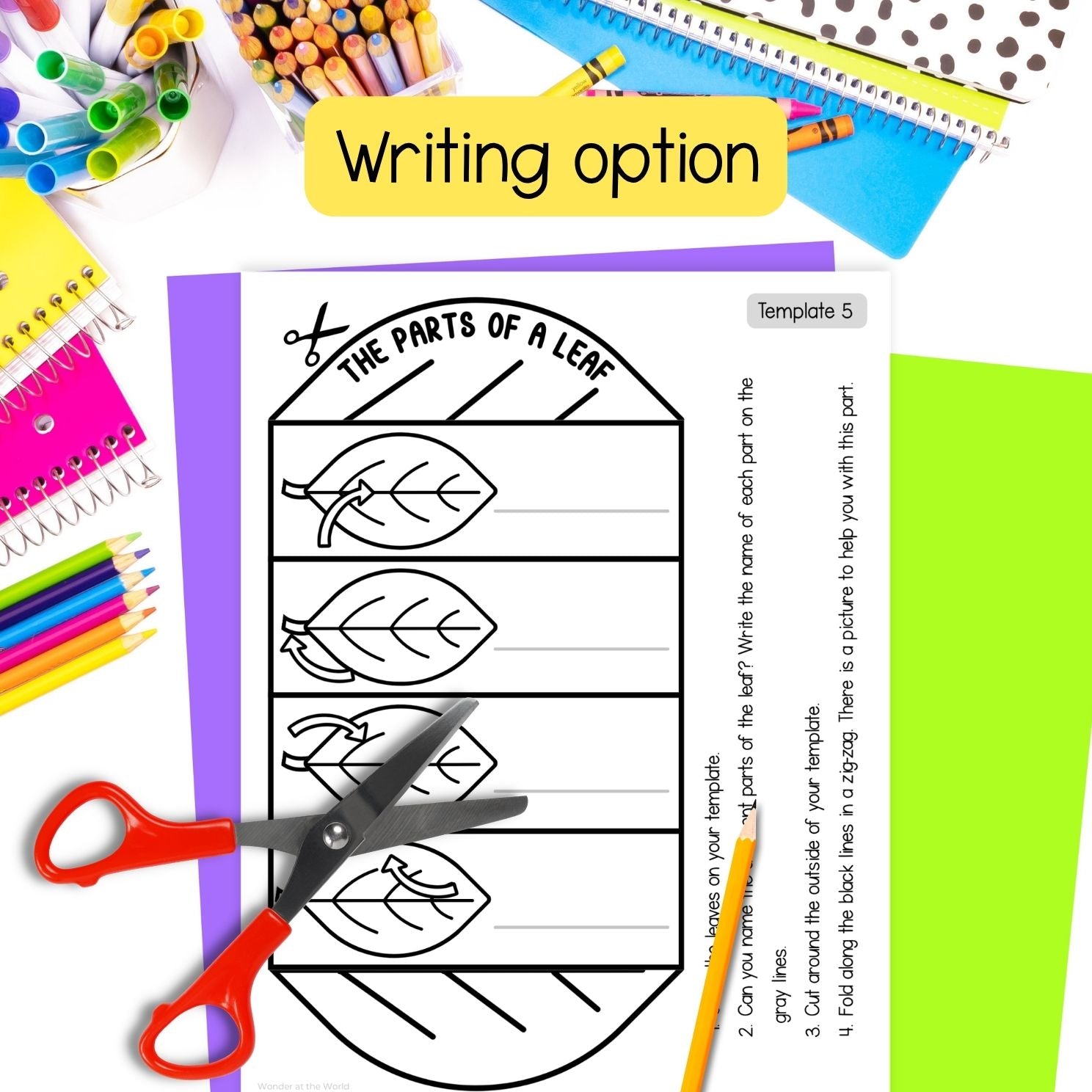 Parts of a leaf cut and paste folding worksheet craft activity