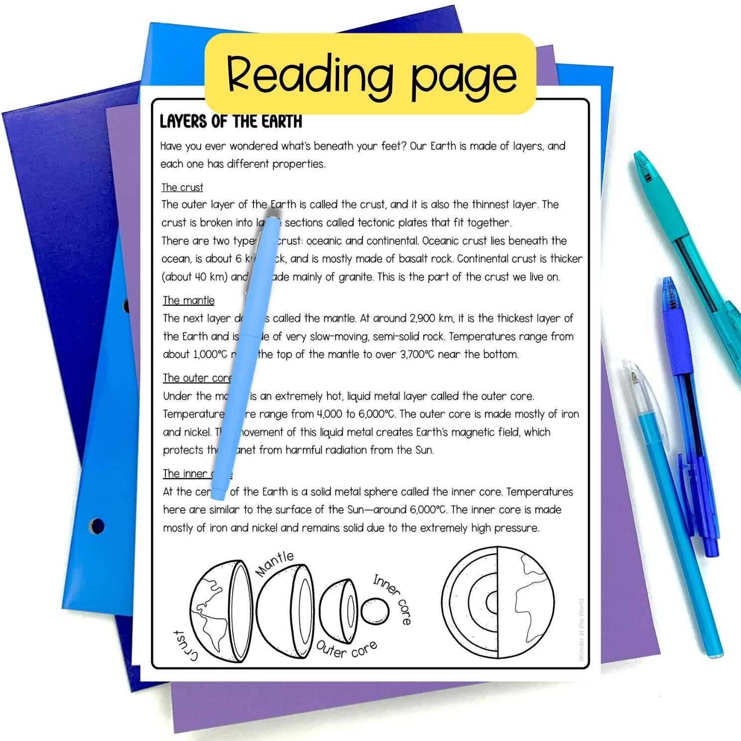 Layers of the Earth folding science craft activity