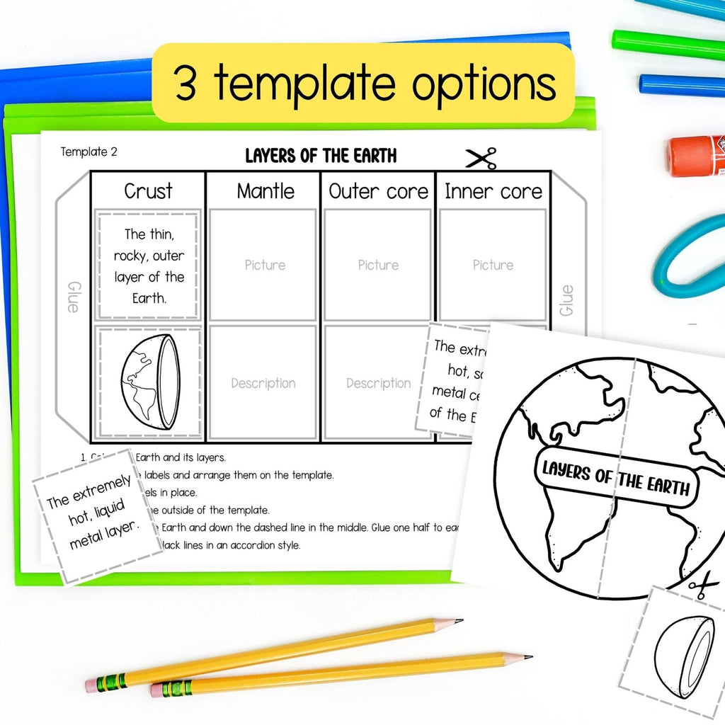 Layers of the Earth folding science craft activity