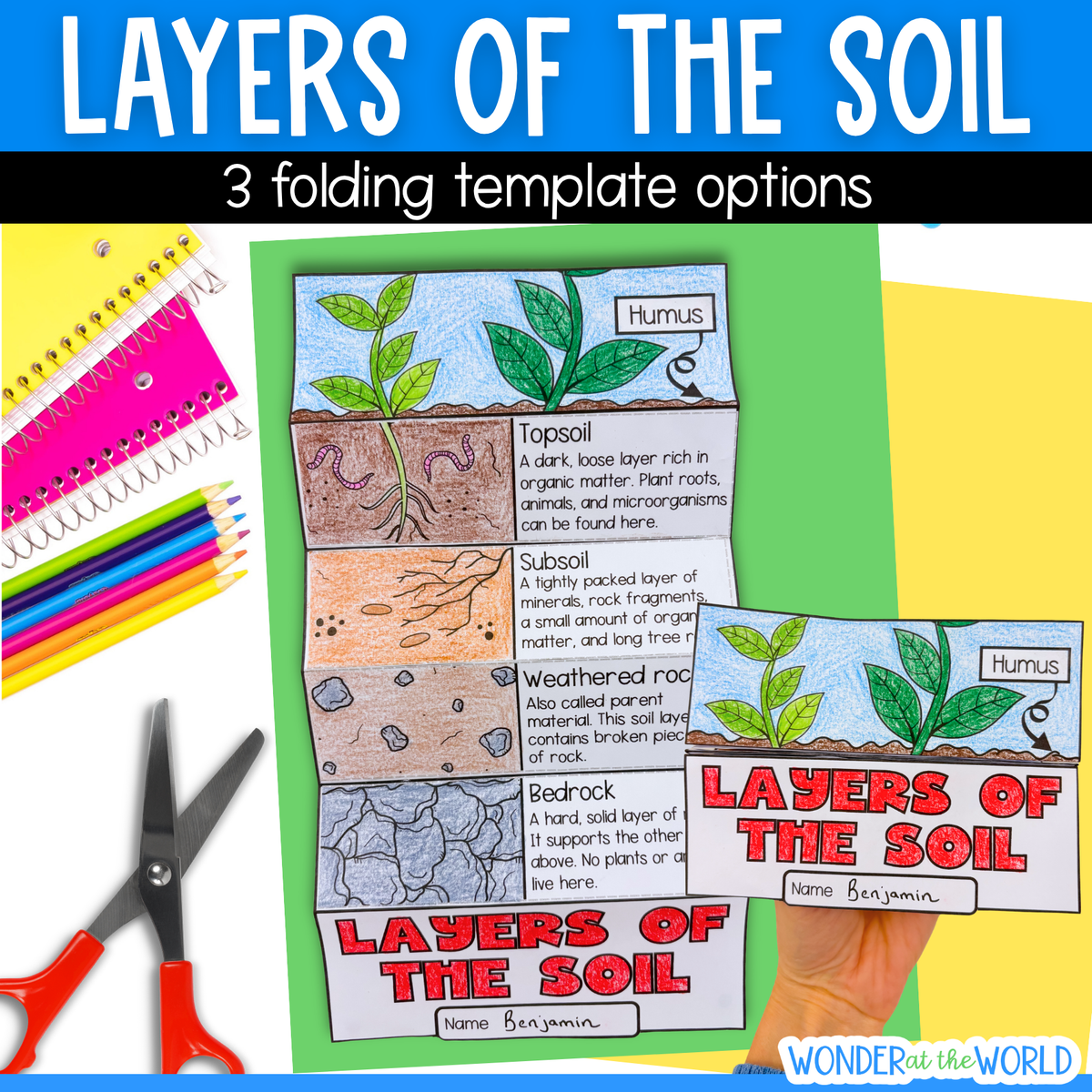 Layers of the soil cut and paste folding Earth science activity