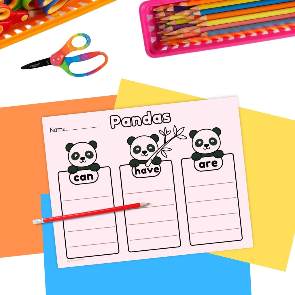 Giant panda life cycle sequence and fold science craft activity