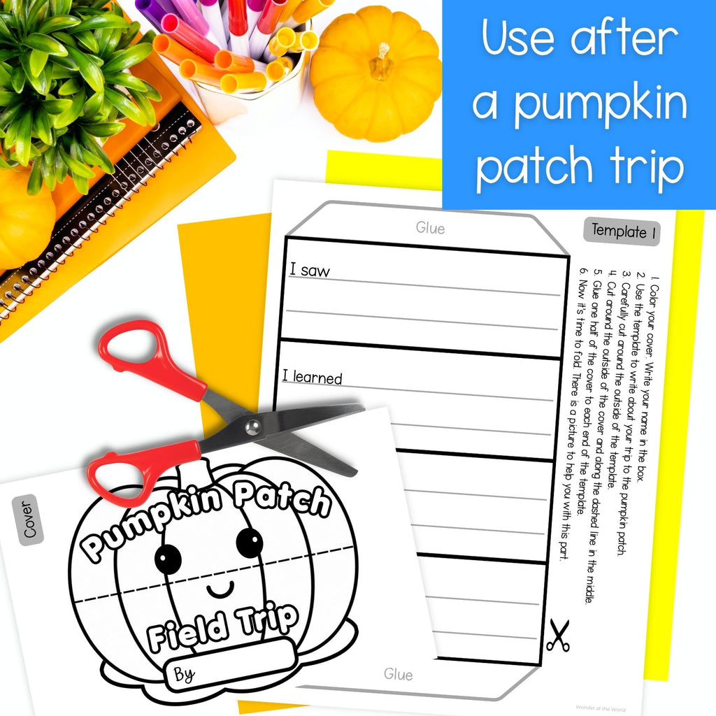 Pumpkin patch trip reflection writing activity folding craft
