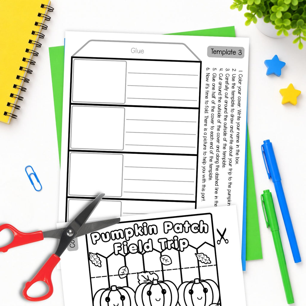Pumpkin patch trip reflection writing activity folding craft