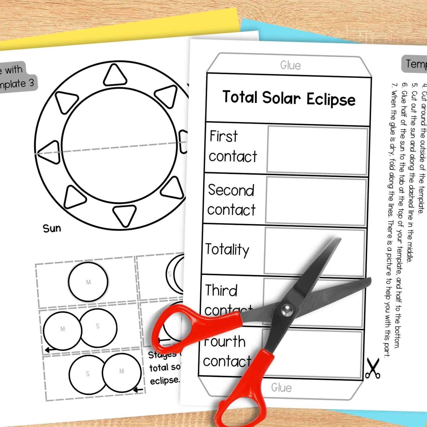 Solar eclipse sequence and fold craft for total and annular solar eclipses