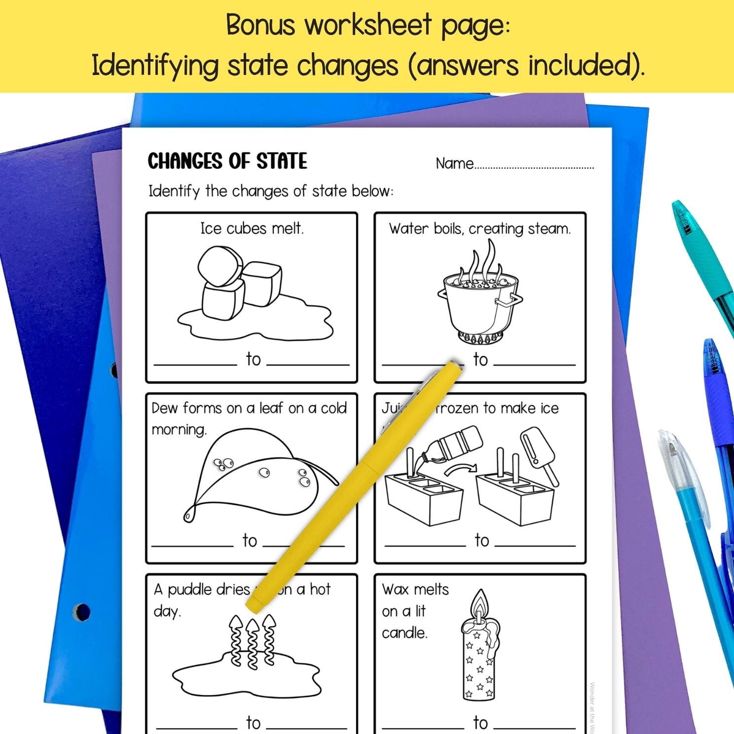 3 States of matter solid liquid gas foldable activity and worksheets