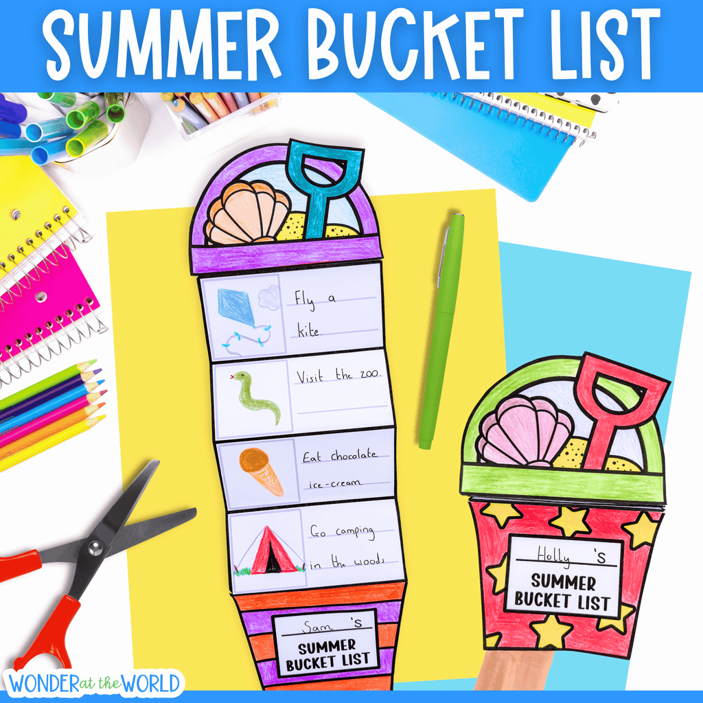 Summer bucket list last week of school writing craft activity