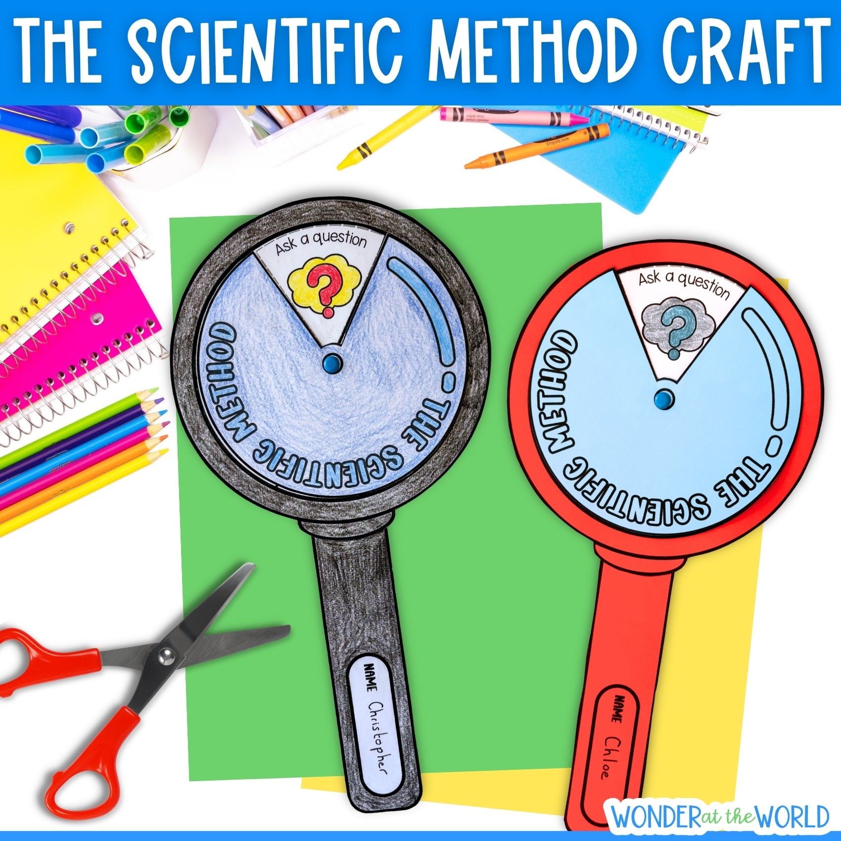 The scientific method steps magnifier science STEM craft activity