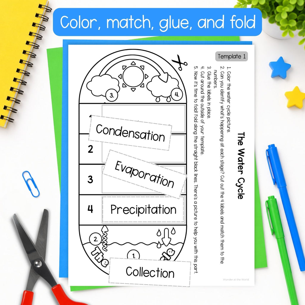 The water cycle cut and paste folding craft activity and slide show
