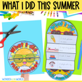 What I did this summer folding sun writing craft activity