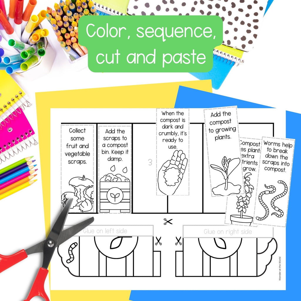 How to compost sequencing cut and paste foldout and sorting activity
