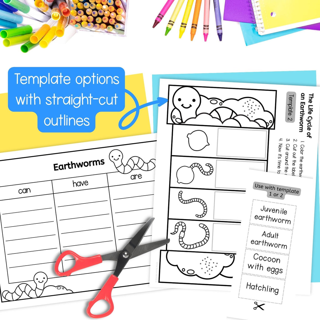 Earthworm life cycle sequence and fold science craft activity